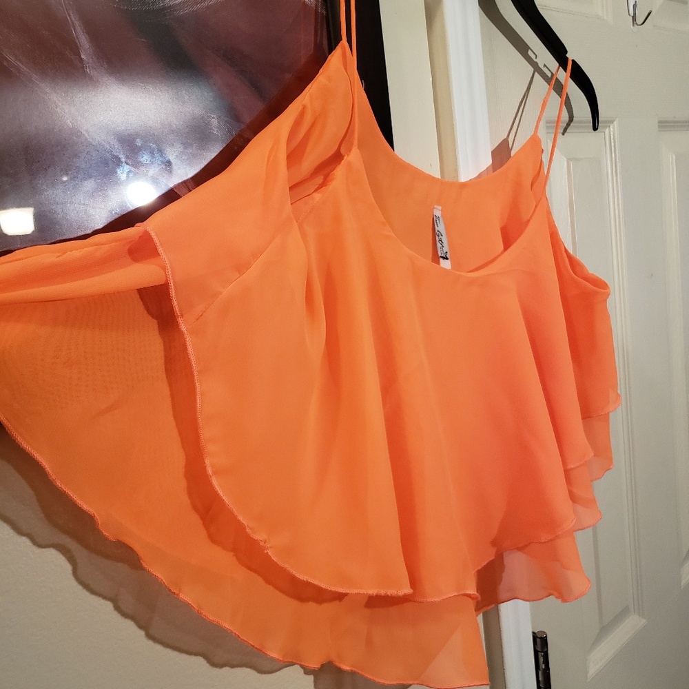 True Light Double Flared Orange Tank, Size Large - Picture 5 of 6